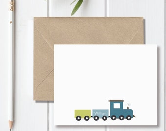 Baby Thank You Cards, Train Stationery, Train Note Cards, Baby Boy Thank Yous, Thank You Notes Baby, Thank You Cards Boy