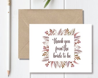 Bridal Shower Thank You Cards, Thank You Notes, Thank You Cards Bridal Shower, Wedding Thank You Cards, Bride To Be, Soon To Be Mrs