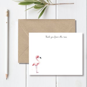 Remerciement de Baby Shower, bébé personnalisé papeterie, cartes de remerciement naissance bébé, Merci cartes bébé, bébé fille, Flamingo