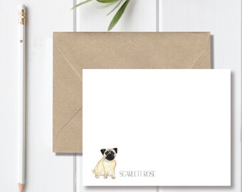 Pug Gift, Pug Lover, Pug Stationary, Pug Stationery, Personalized Note Cards, Pugs, Stationery Set, Dog Lover Gift, Dog Gift