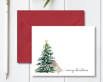 Christmas Cards, Holiday Card Set, Personalized Christmas Cards, Recycled Christmas Cards, Christmas Tree, Rustic Christmas Cards, Star