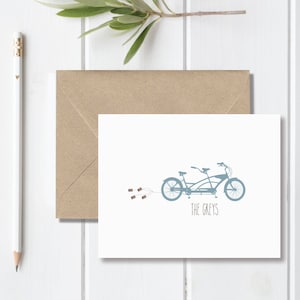 Merci cartes, vélo Tandem, Tandem vélo de mariage, mariage, je vous remercie de Notes, Just Married, motards, vélo pour deux, Notes de remerciement de mariage
