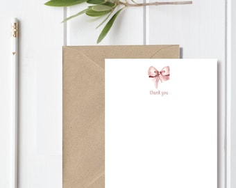 Baby Girl Thank You Cards, Baby Shower Thank You Cards, Baby Shower Thank You Notes, Thank You Cards Baby, Pink, Ribbon, Girl