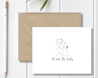 Wedding Thank You Cards . Personalized Wedding Cards . Stick Figure Wedding Cards - You May Kiss The Bride