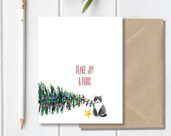 Cat Christmas Cards, Holiday Card Set, Cats, Cat Stationery, Cat Cards, Christmas Cards Cats, Pets, Family Cards, Cat Lover, Tuxedo Cat