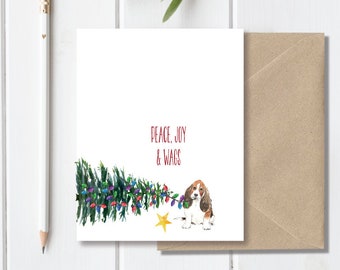 Dog Christmas Cards, Holiday Card Set, Dogs, Dog Stationery, Dog Cards, Christmas Cards Dogs, Pets, Basset Hound
