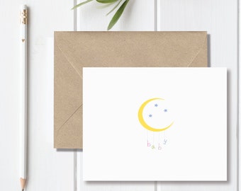 Baby Thank You Cards . Baby Shower Thank You Cards . Baby Shower Thank You Notes . Baby Thank You Notes - Moon & Stars