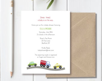 Baby Boy Shower Invitations, Car Shower Invitations, Baby Shower Truck Theme, Car Theme, Race Cars, Baby Shower Invites, Baby Boy