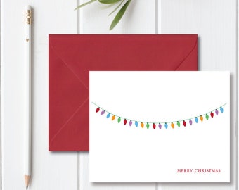 Christmas Cards, Holiday Card Set, Christmas Greeting Cards, Personalized Christmas Cards - Chunky Christmas Lights