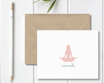 Gift for Yoga Lover, Yoga Cards, Yoga Stationery, Gift for Yoga Instructor, Stationery Set, Stationary Set, Personalized Stationery
