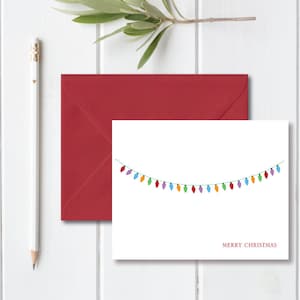 Christmas Cards, Holiday Card Set, Christmas Greeting Cards, Personalized Christmas Cards - Chunky Christmas Lights