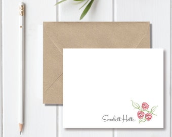 Personalized Stationery Set, Hostess Gift, Stationary Set, Raspberries, Personalized Note Cards,Thank You Cards, Stationary Set - Berries