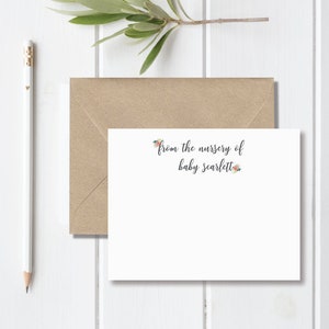 Personalized Baby Stationery, Baby Shower Thank You Cards, Baby Shower Thank You Notes, Thank You Cards Baby, Baby Girl. From the Nursery