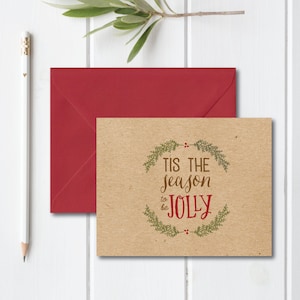 Christmas Cards, Holiday Card Set, Personalized Christmas Cards, Recycled Christmas Cards, Wreath, Rustic Recycled