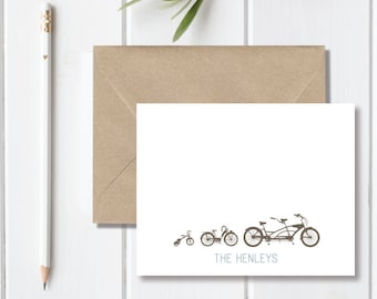 Personalized Note Cards, Family Stationery, Family Stationary, Family Note Cards, Bicycle Note Cards, Bikes, Biker Gift, Gift for Mom