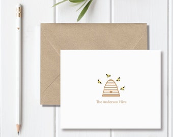 Bee Note Cards, Bee Stationery, Bee Stationary, Bee Thank You Cards, Bumble Bee, Bees, Personalized, Family Cards, Gift For Her, Thank You