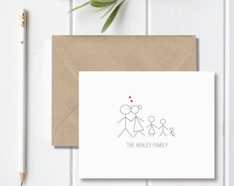 Family Stationery, Family Thank You Cards, Family Notes Cards, Stick Figures Cards, Stick Figure Family, Baby Thank You Cards, Thank You