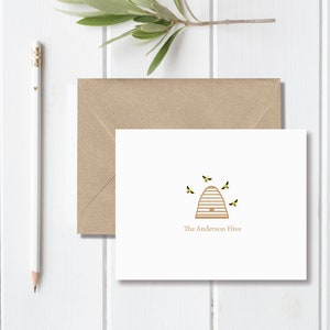 Bee Note Cards, Bee Stationery, Bee Stationary, Bee Thank You Cards, Bumble Bee, Bees, Personalized, Family Cards, Gift For Her, Thank You