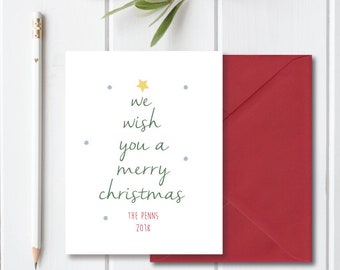 Christmas Cards, Holiday Card Set, Personalized Christmas Cards, Recycled Christmas Cards, Christmas Tree, Rustic Christmas Cards, Star