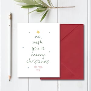 Christmas Cards, Holiday Card Set, Personalized Christmas Cards, Recycled Christmas Cards, Christmas Tree, Rustic Christmas Cards, Star