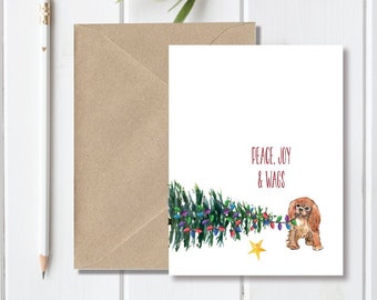 Dog Christmas Cards, Holiday Card Set, Dogs, Dog Stationery, Dog Cards, Christmas Cards Dogs, Pets, Cavalier King Charles Spaniel, Ruby