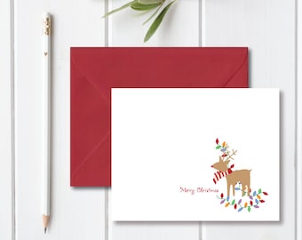 Christmas Cards Set, Holiday Card Set, Christmas Cards, Holiday Sets, Boxed Set, Reindeer Cards, Personalized Christmas Cards