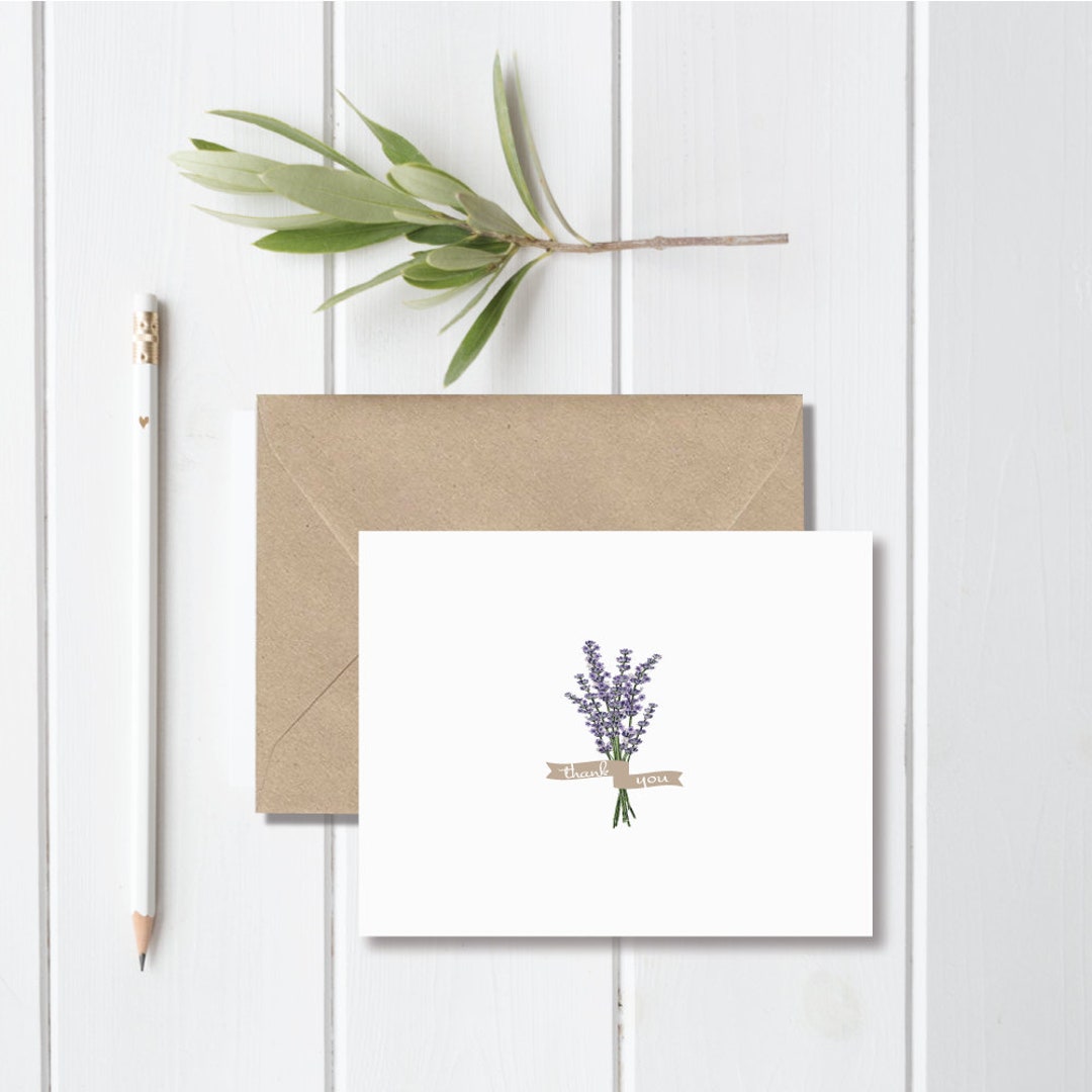 Thank You Card, Thank You Card Set, Personalized Stationery, Lavendar