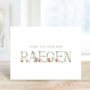 Animaux de la forêt, Cartes de remerciement pour bébé, neutre sexiste, Mots de remerciement, Merci pour baby shower, Cartes de remerciement pour baby shower, Nouveau bébé