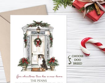 Christmas Moving Announcements, Christmas We&#39;ve Moved Cards, Christmas New Address Cards, Change of Address Cards, Moving Announcement, Dog