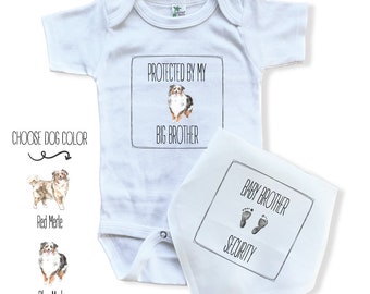 Baby and Dog Outfit, Matching Outfit, Dog Brother, Dog Sister, Baby Security, Puppy, Matching Set, Baby Shower Gift, Best Friends, Aussie