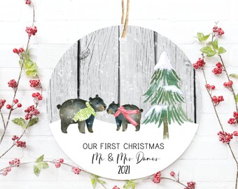 First Christmas Married Ornament, Newlywed Ornament, Our First Christmas Ornament, Wedding Ornament, Christmas Ornament First Married, Bears