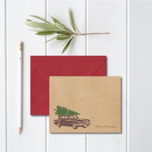 Christmas Cards, Holiday Card Set, Personalized Christmas Cards, Recycled Christmas Cards, Card Set, Boxed Christmas Cards, Tree on Car