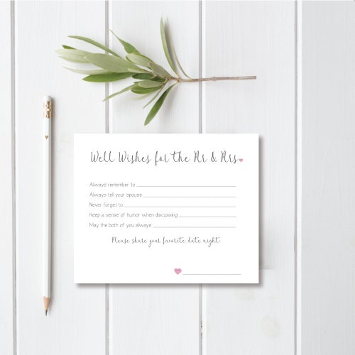 Advice Cards for Bridal Shower Bridal Shower Activity Bridal Etsy