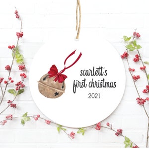 First Christmas Ornament Baby, Baby&#39;s First Christmas Ornament, Christmas Bells Ornament, Girl&#39;s First Christmas Ornament, Personalized