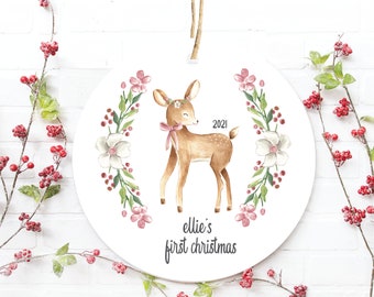 Baby Girl's First Christmas Ornament, Baby's First Christmas Ornament, Deer Christmas Ornament Baby, First Christmas Ornament Girl