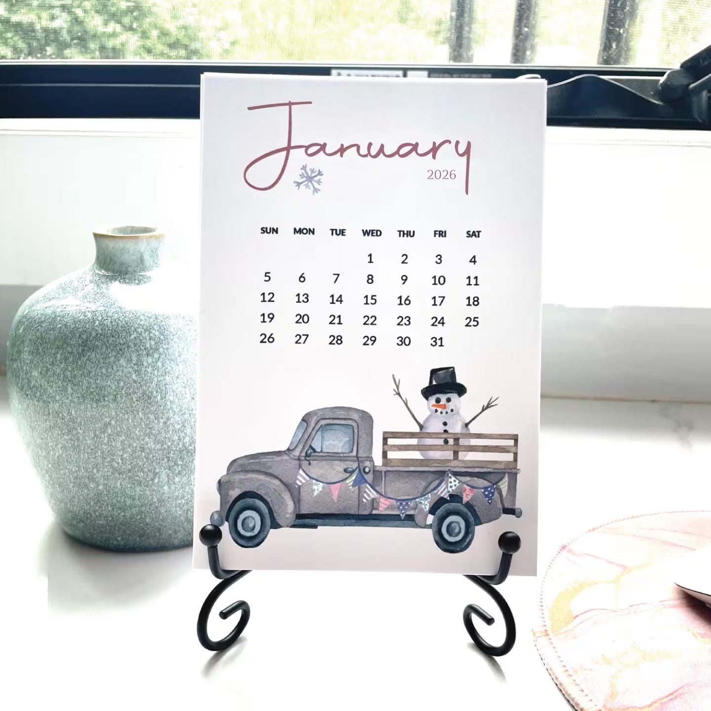 2026 Desktop Calendar, 2026 Calendar, Calendar for Desk, Office Calendar, Calendar for 2026, Stocking Stuffer, Christmas Gift for Her, Easel
