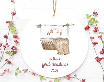 Baby's First Christmas Ornament, Baby Girl's First Christmas Ornament, Christmas Ornament, Ornament for Girl, Baby's First, Boho Ornament