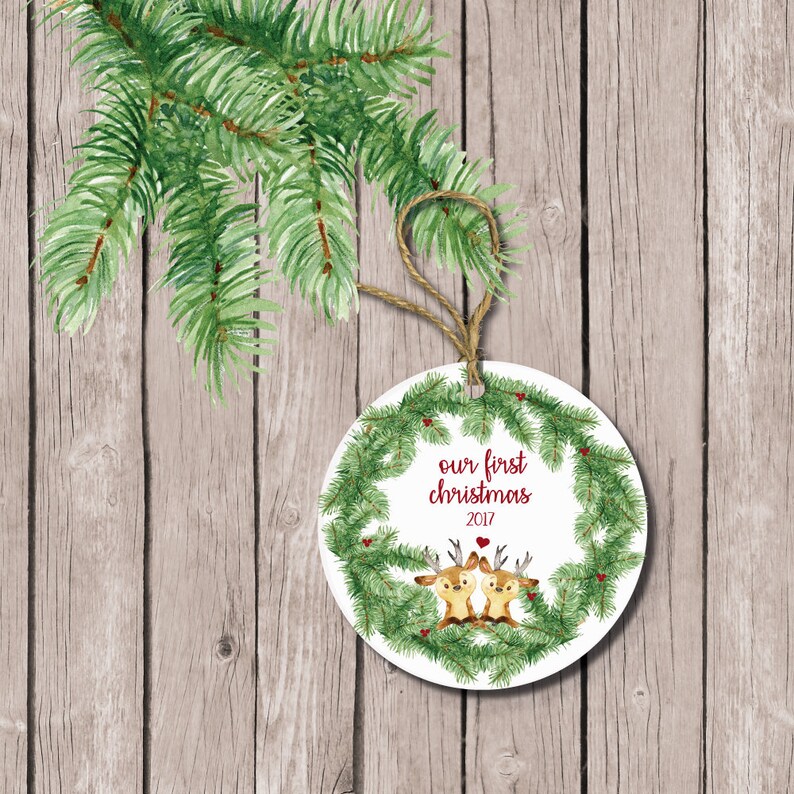 Our First Christmas Ceramic Deer First Christmas Married Wedding Gift First Christmas Together Bridal Shower Gift Mr and Mrs