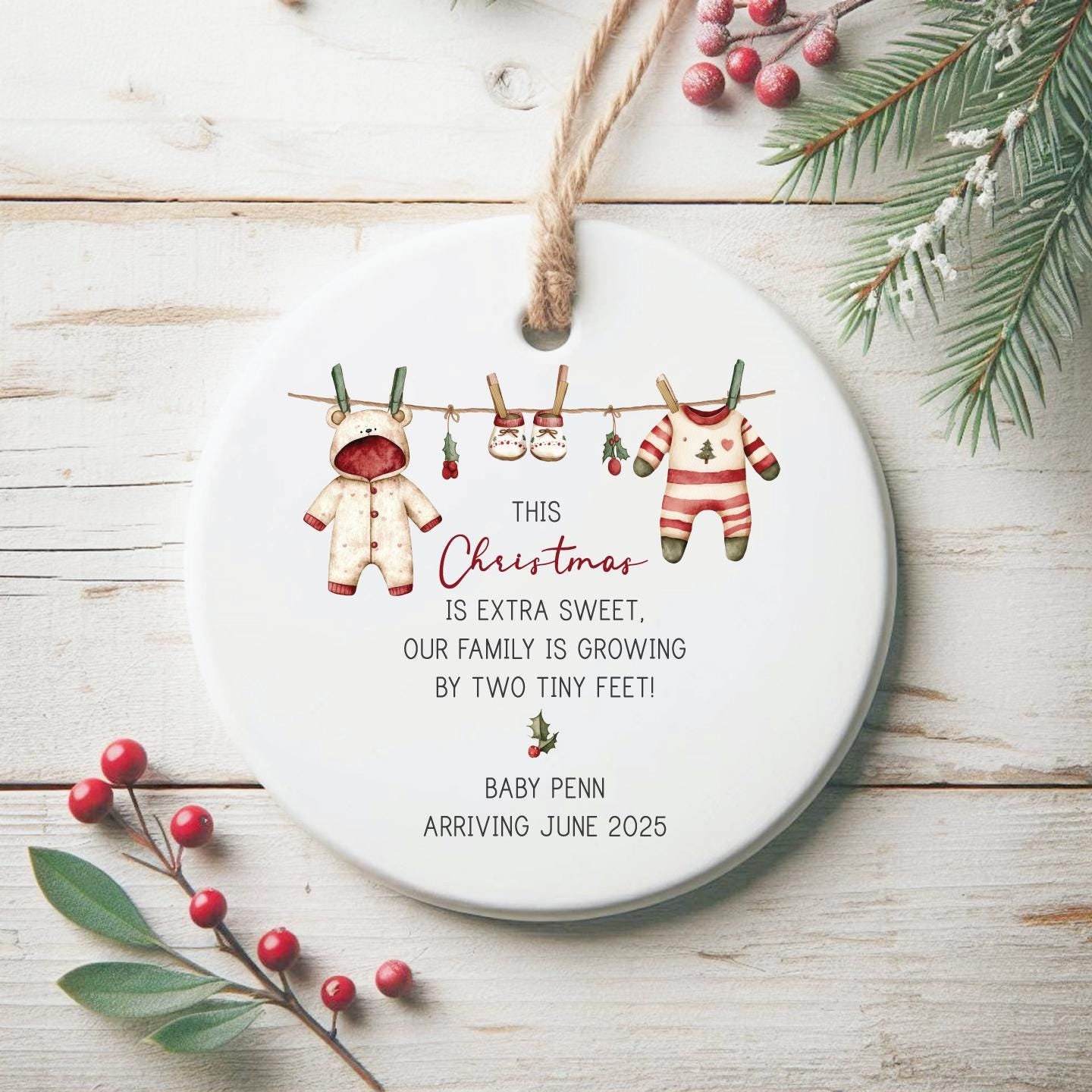 Pregnancy Announcement Ornament, Baby Announcement, Christmas Ornament, Promoted to Grandparents, New Parents, Baby Christmas Ornament