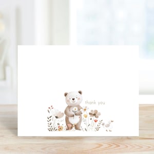Cartes De Remerciement Pour Fête Prénatale, Cartes De Remerciement Fête Prénatale, Bébé garçon, Notes de remerciement, Jeu de cartes de remerciement, Ours, Forêt