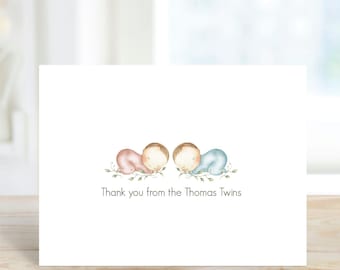 Twin Baby Thank You Cards, Thank You Cards Twins, Twin Cards, Thank You Notes, Baby Thank You Cards, Baby Shower Twins, Twins Baby Shower