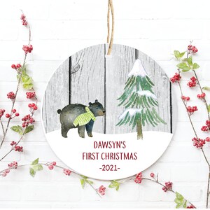 Personalized Baby&#39;s First Christmas Ornament, Boy&#39;s First Christmas Ornament, Baby&#39;s 1st Christmas Ornament, Bear Ornament, Baby&#39;s 1st