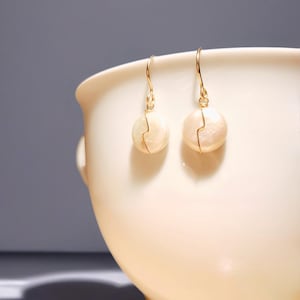 14K ゴールドフィルド パール イヤリング、ハンドメイド