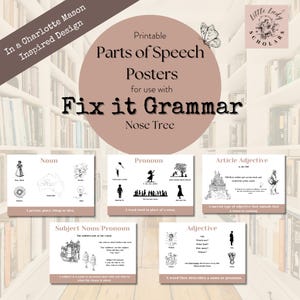 Parts of Speech and Homophones Posters for Homeschool - Ideal for Fix It Grammar Users Nose Tree Level Earthy Brown Colour Design