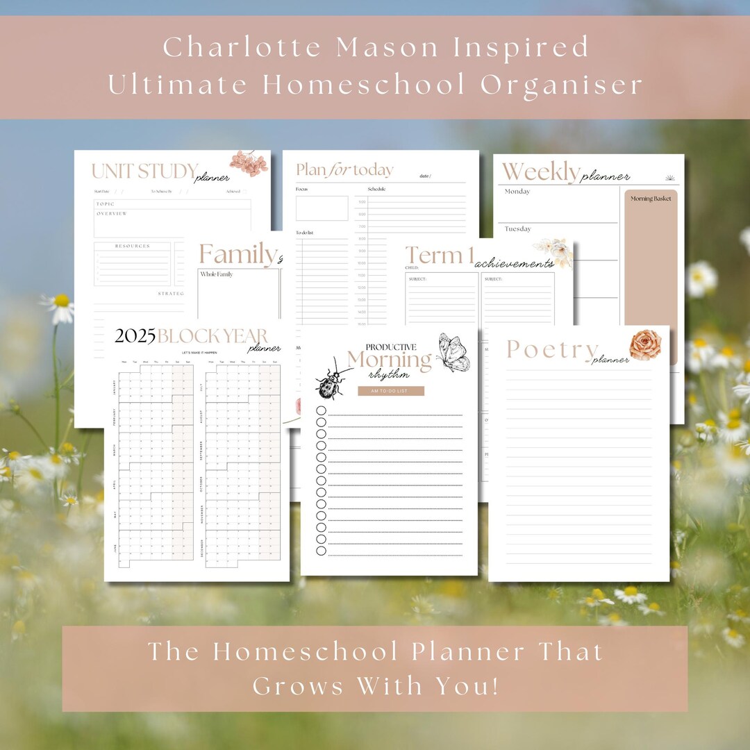 Charlotte Mason Homeschool Planner: Yearly, Weekly Schedules (printable ...