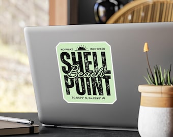 Shell Point-de-stressed kiss-cut vinyl sticker