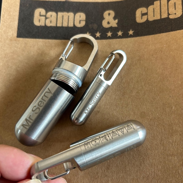 Personalized custom metal keychain box, EDC travel waterproof pillbox