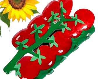 Tomato Claw Hair Clip, Double Sided Acrylic, Garden Lover Gift