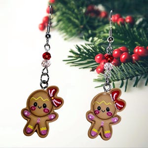 Gingerbread Earrings. Gingerbread Man Jewelry. Christmas Jewelry. Gingerbread Girl Earrings. Christmas Gifts.