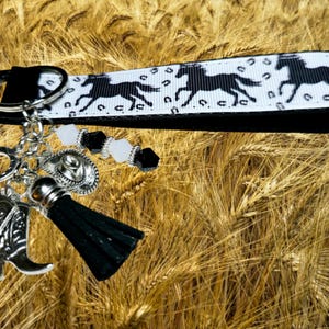 Horse Wristlet Keychain. Horse Charms. Cowgirl Keychain Fob. Horse Bag Charm. Western Style Keychain. Country Gifts. Bag Charm